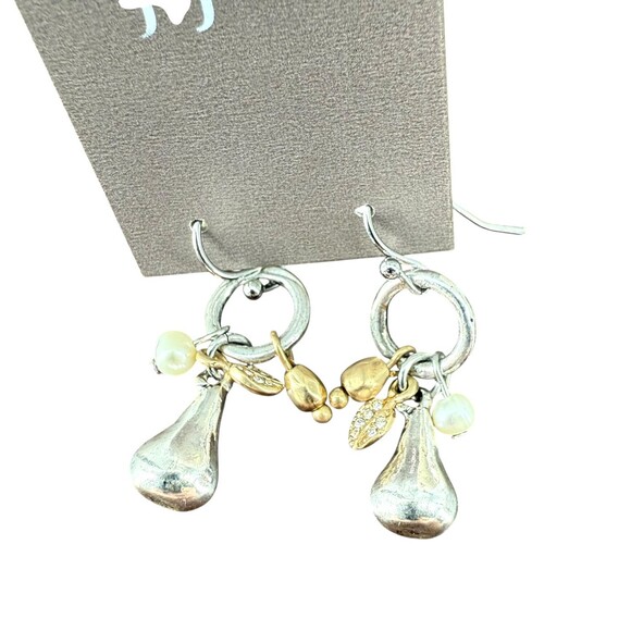 J. Jill Layered Necklace & Earrings Beaded Metal Pear Charm Rhinestone Dangle - Picture 10 of 11